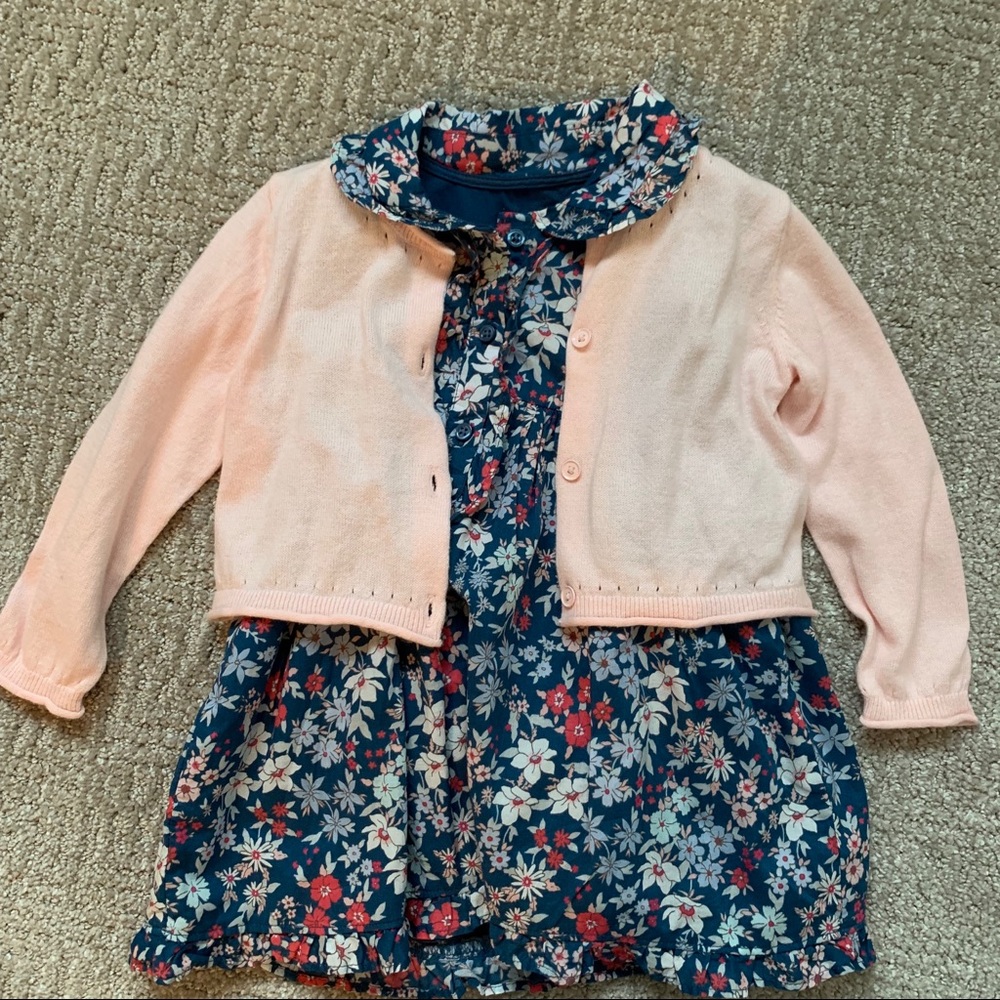 Baby Gap floras dress with pink sweater